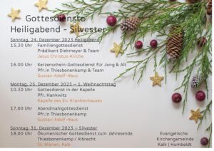 Read more about the article Gottesdienste Heiligabend – Silvester