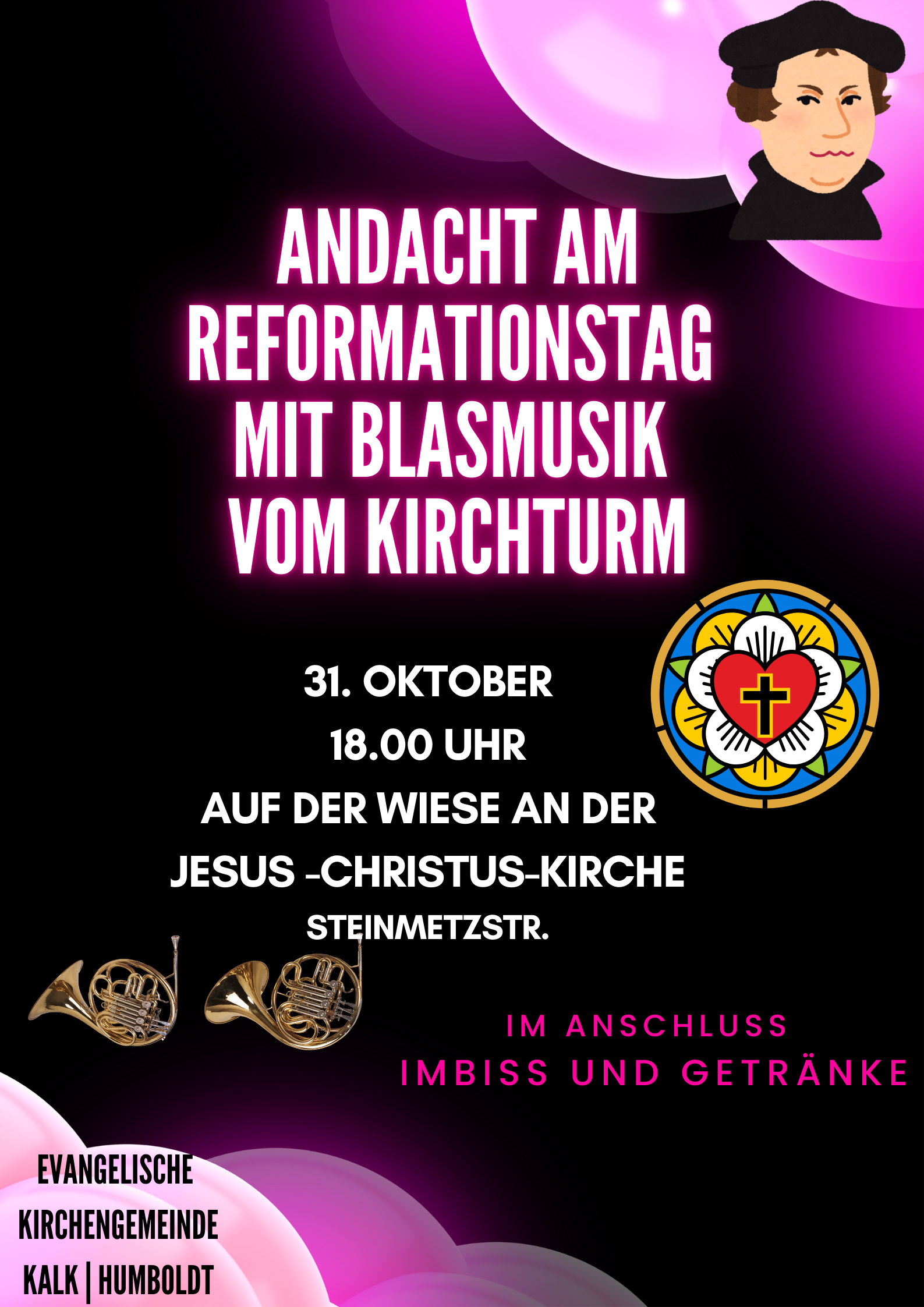 Du betrachtest gerade Andacht am Reformationstag, 31.10.2024 um 18.00 Uhr an der Wiese der Jesus-Christus-Kirche – mit Blasmusik vom Kirchturm