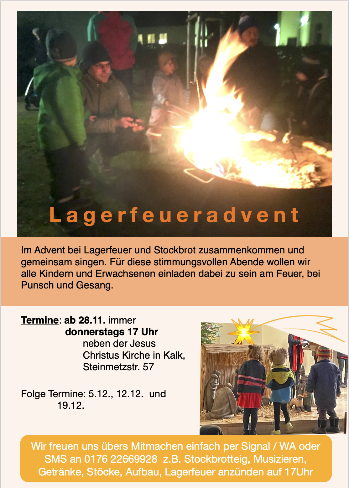 Mehr über den Artikel erfahren Lagerfeueradvent ab 28. November, immer donnerstags 17 Uhr