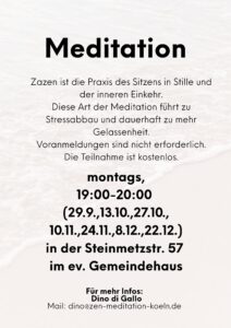 Mehr über den Artikel erfahren Meditation jeden zweiten Montag – alle Termine 2025