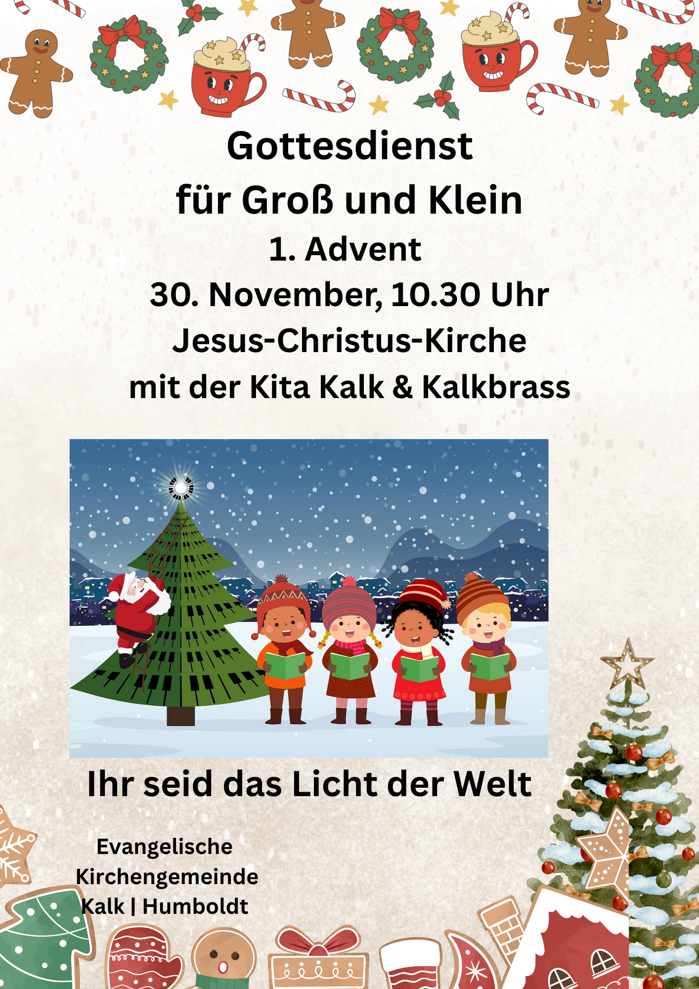 Mehr über den Artikel erfahren Gottesdienst für Groß und Klein, 1. Advent 10.30 Uhr Jesus-Christus-Kirche