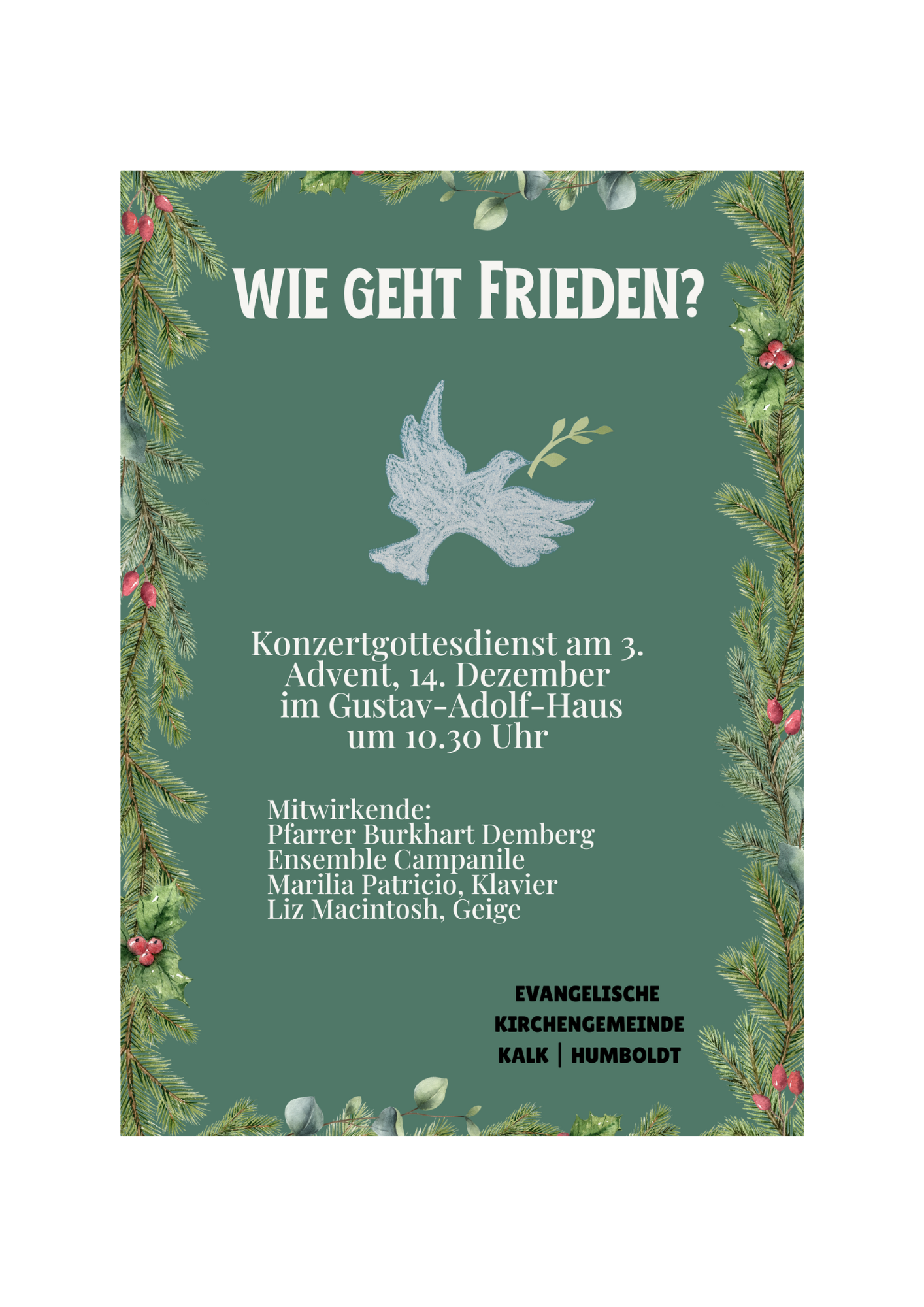Du betrachtest gerade Konzertgottesdienst, 3. Advent 10.30 Uhr Gustav-Adolf-Haus