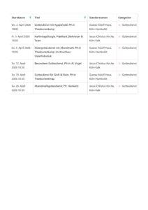 Mehr über den Artikel erfahren Gottesdienstplan