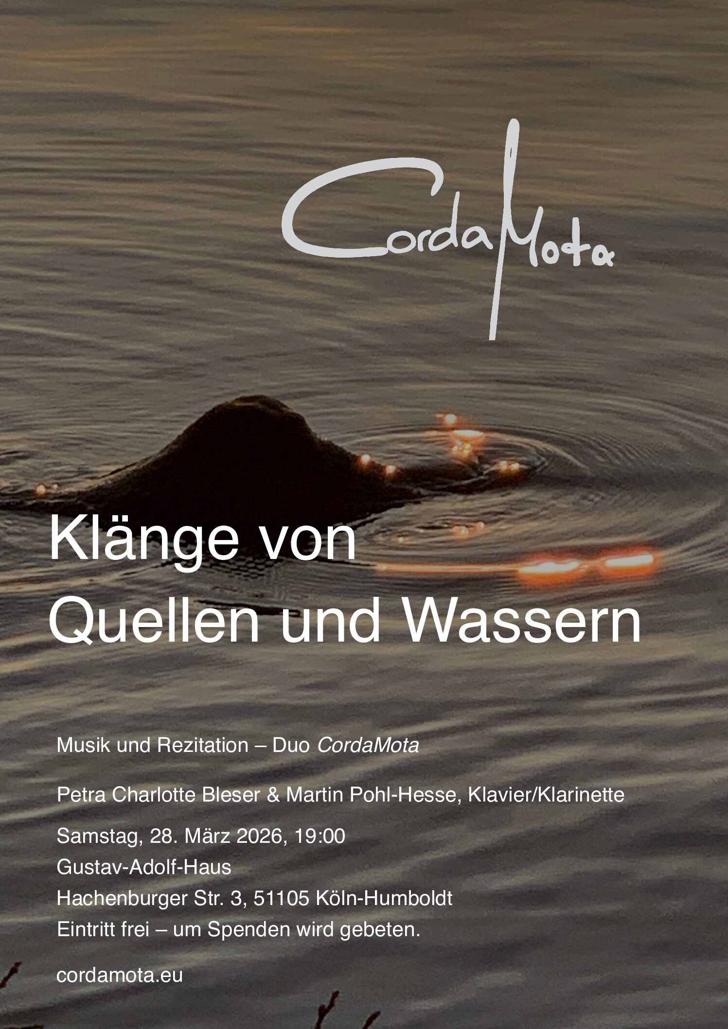 Mehr über den Artikel erfahren Klänge von Quellen und Wasser am 28. März um 19.00 Uhr, Gustav-Adolf-Haus