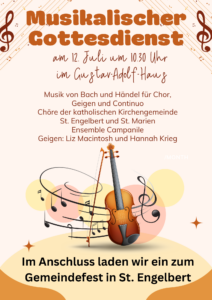 Mehr über den Artikel erfahren Musikalischer Gottesdienst am 12. Juli um 10.30 Uhr, Gustav-Adolf-Haus